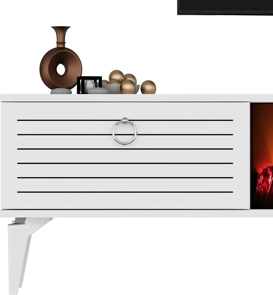 Comoda TV, Hanah Home, Arona Fireplace, 150x44.6x29.6 cm, Alb