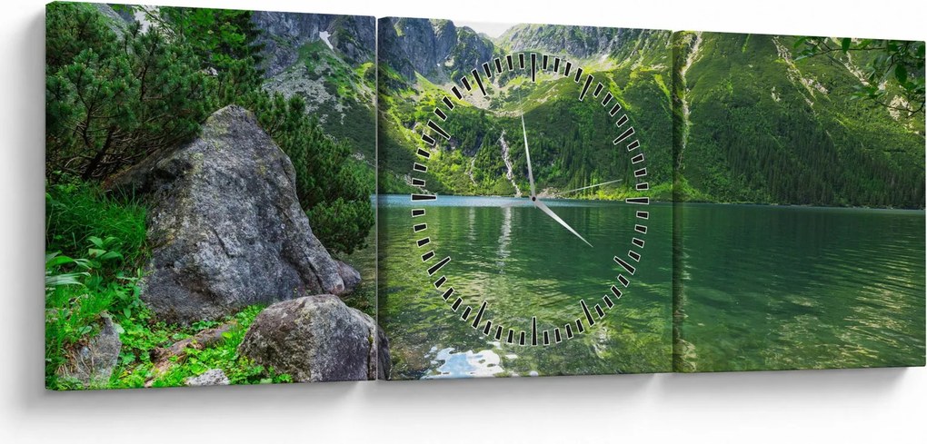 Tablou cu lac în munții Tatra (cu ceas) (90x30 cm)