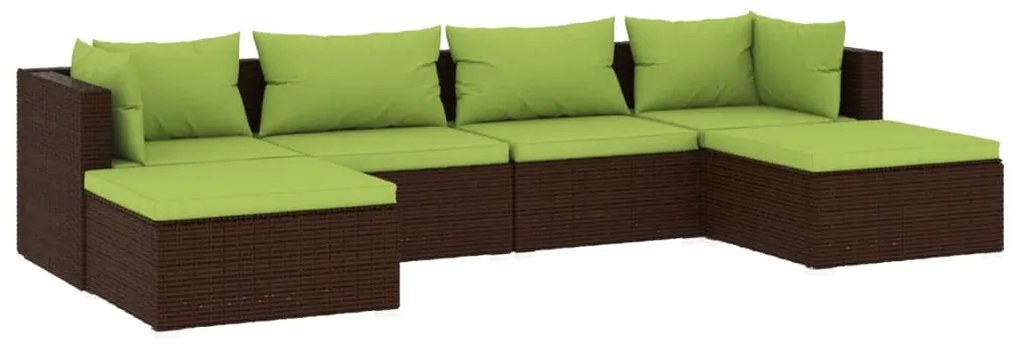 3101804 vidaXL Set mobilier de grădină cu perne, 6 piese, maro, poliratan