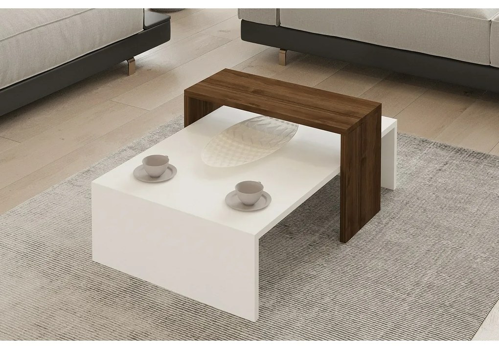 Măsuță de cafea Glow White and Walnut