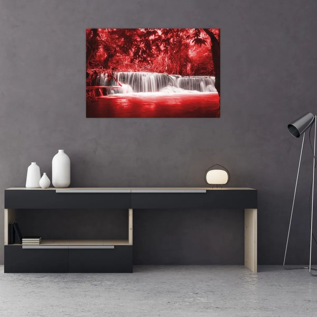 Tablou - Cascadă, roșu (90x60 cm)