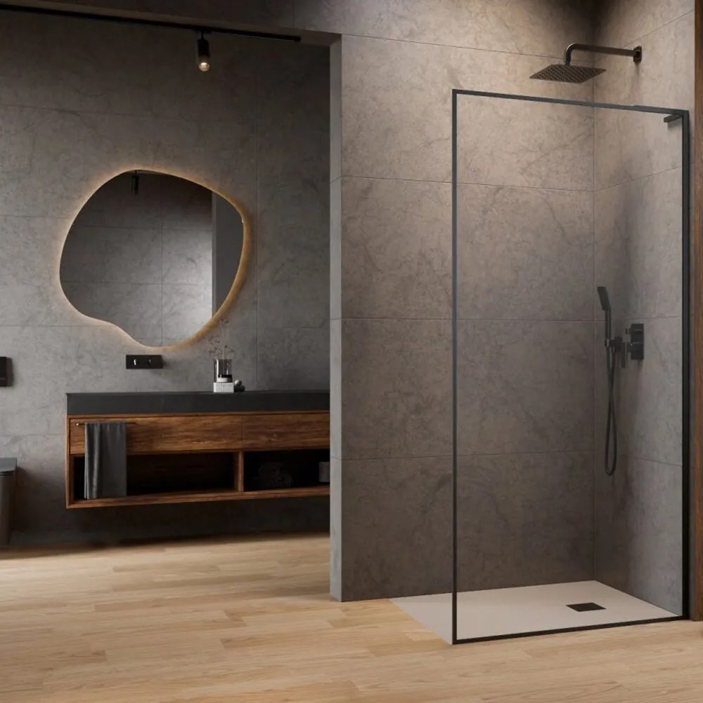 Paravan de dus tip Walk-in Radaway Modo F SL II GunMetal periat-transparent 60 cm sticla securizata 8 mm dreapta