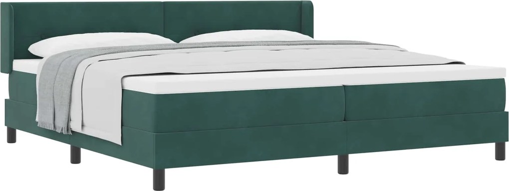 vidaXL Pat cu arcuri cu saltea Verde închis 200 x 200 cm Catifea