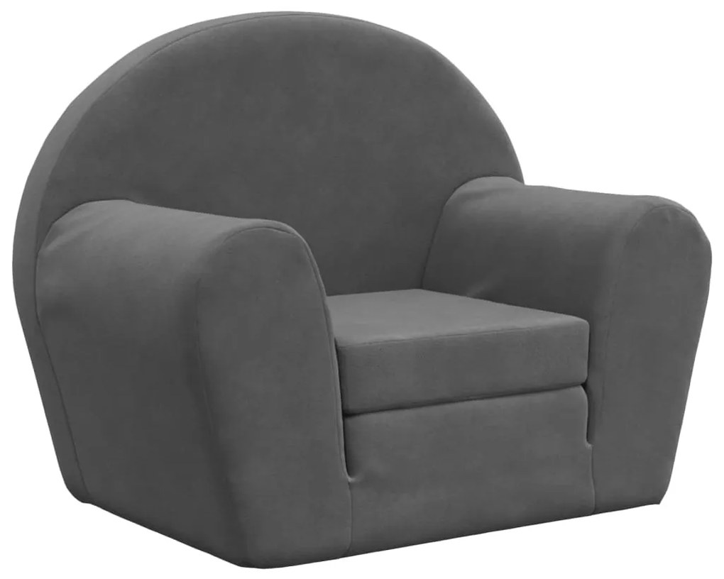 341775 vidaXL Canapea extensibilă pentru copii, antracit, pluș moale