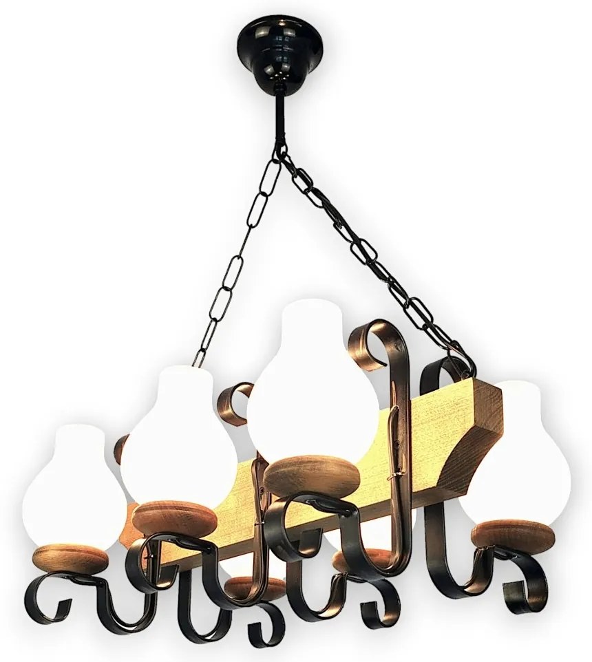 Candelabru rustic fabricat manual din lemn 6 brate Vela WOOD-VE-SP6
