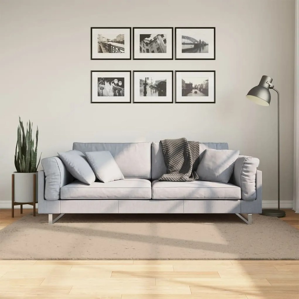 vidaXL Covor HUARTE, fir scurt, moale și lavabil, nisipiu, 140x200 cm