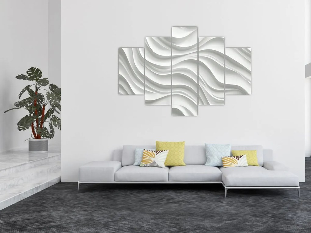 Tablou - Valuri Albe 3D (150x105 cm)
