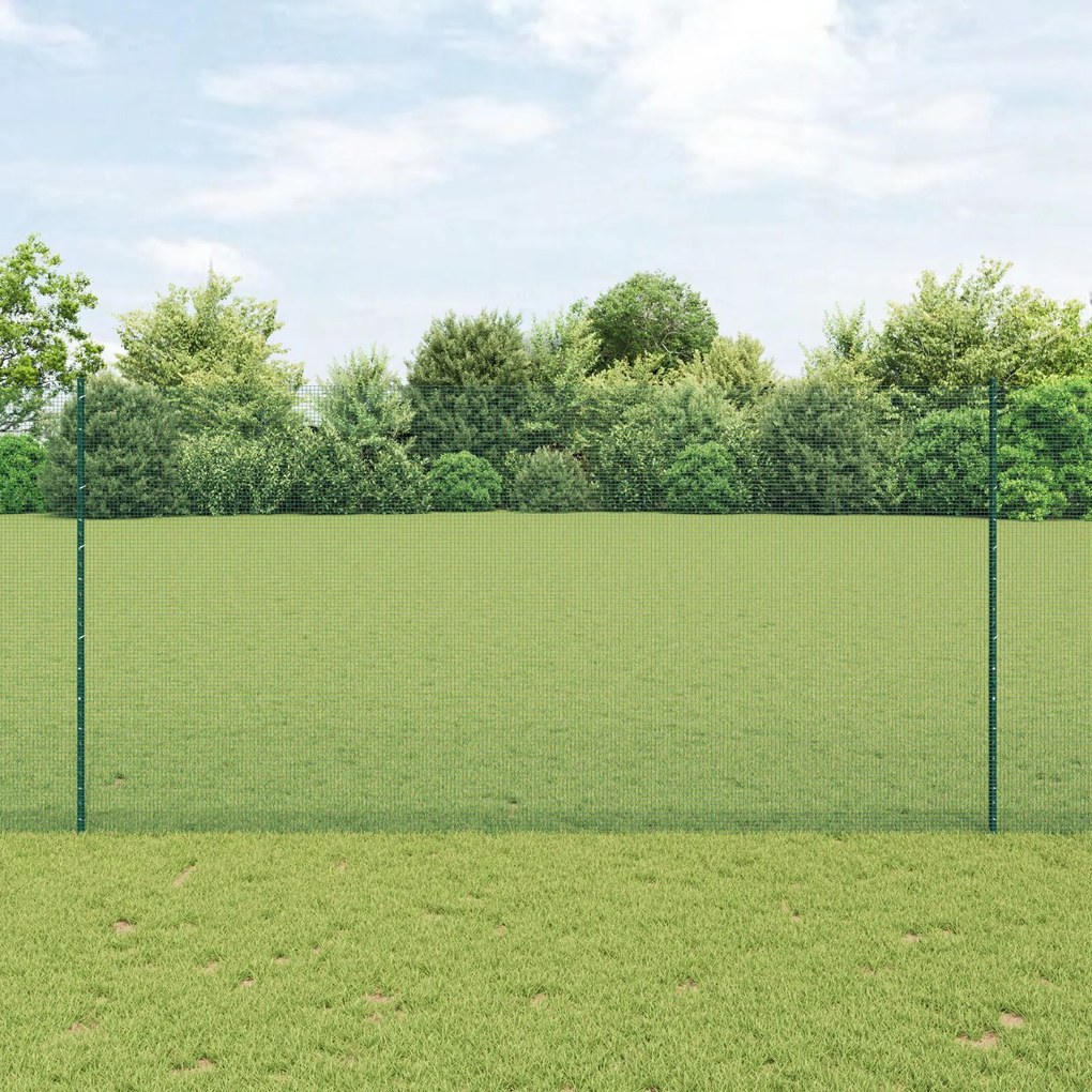 vidaXL Îngrădire cu stâlpi Verde 1.5 x 25 m Oțel