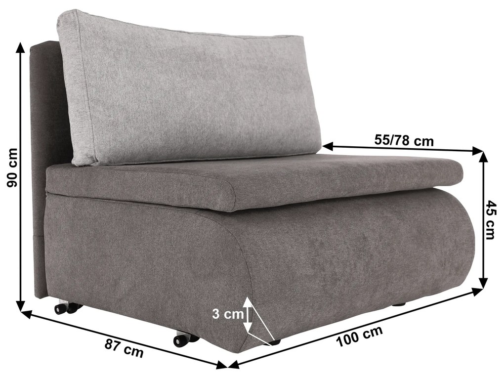 Fotoliu extensibil, gri maroniu Taupe, KENET