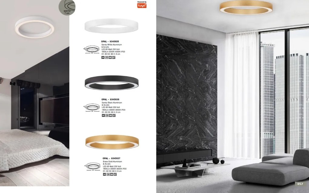 Lustra LED aplicata design modern OPAL 60W aurie