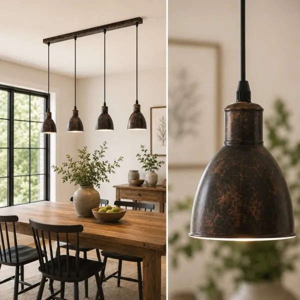 Brilagi - Lustra LED suspendată pe cablu RIDDY 4xE27/60W/230V cupru cu patină