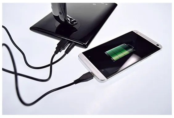 Lampă LED de masă dimabilă cu conector USB LED/12W/230V neagră Solight WO37-B