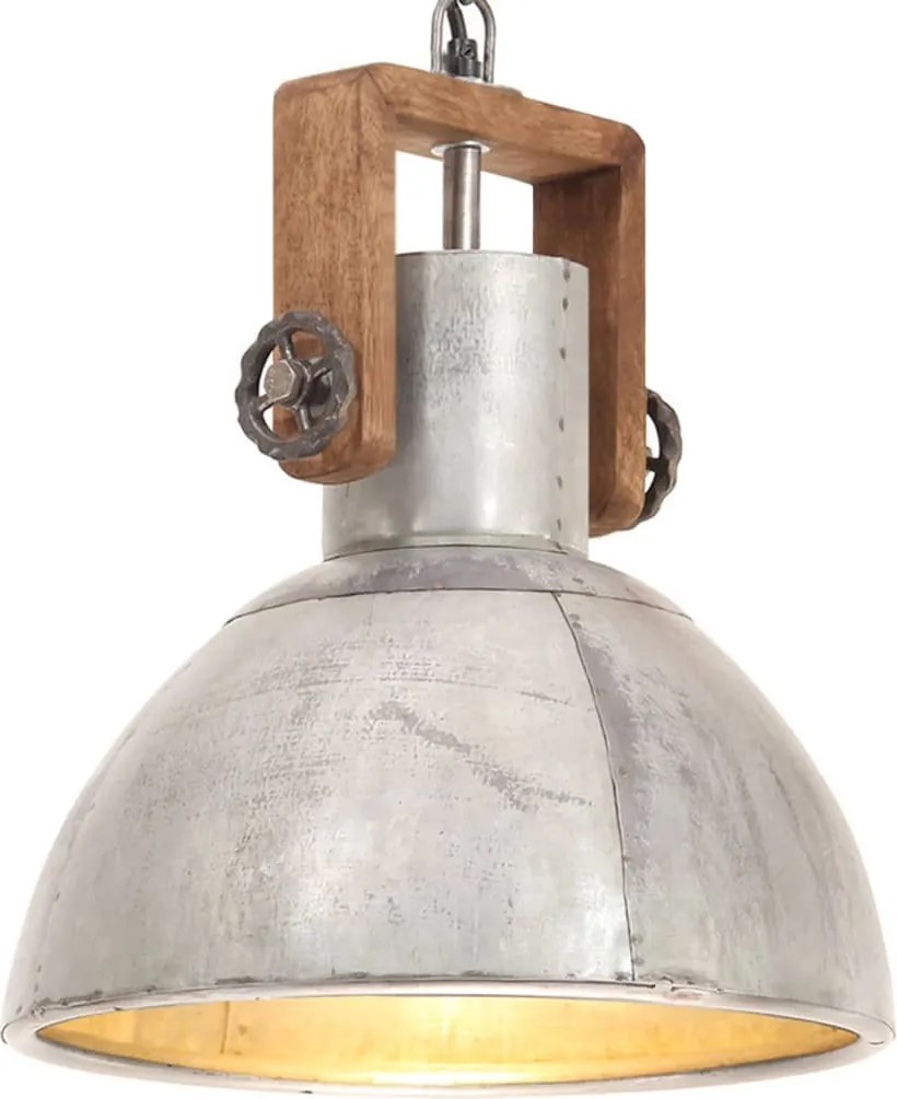 vidaXL Lampă suspendată industrială, 25 W, argintiu, rotund, 30 cm E27