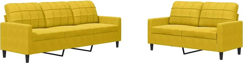 vidaXL Set de canapele cu perne, 2 piese, galben, catifea