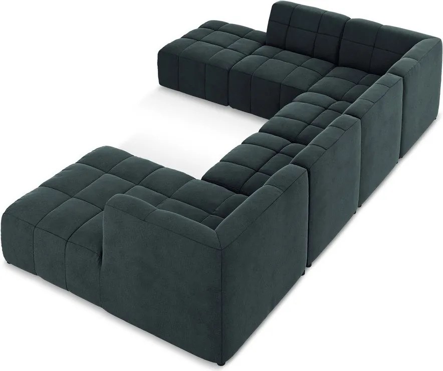 Colțar albastru cu tapițerie din catifea (în formă de "U") Aloha – Makamii