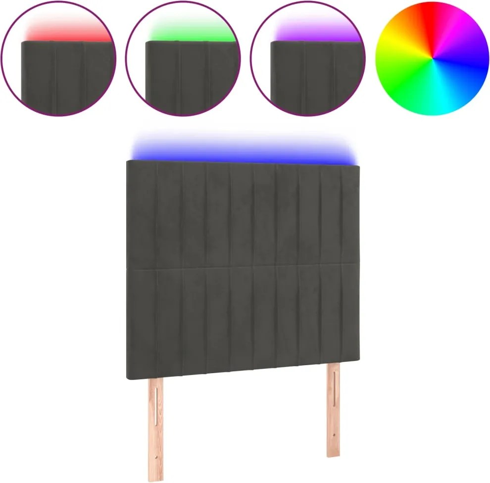 vidaXL Tăblie de pat cu LED, gri închis, 100x5x118/128 cm, textil