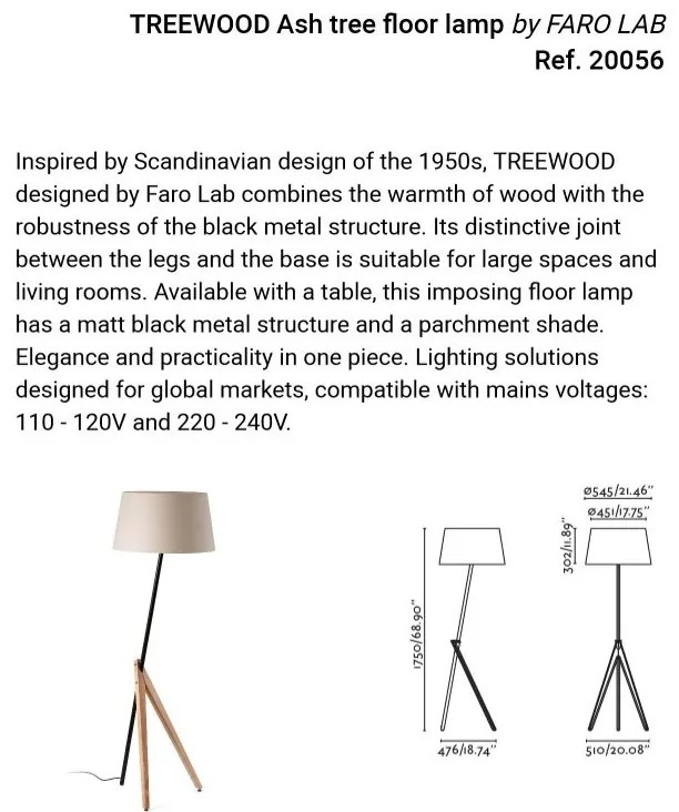 Lampadar, Lampa de podea design scandinav TREEWOOD