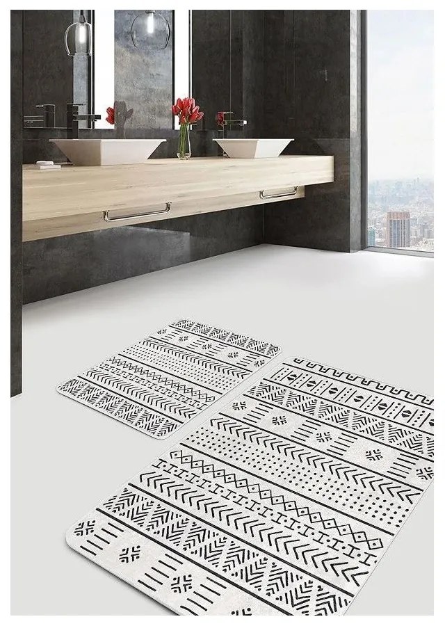 Covorașe de baie negre-albe 2 buc. 60x100 cm – Mila Home
