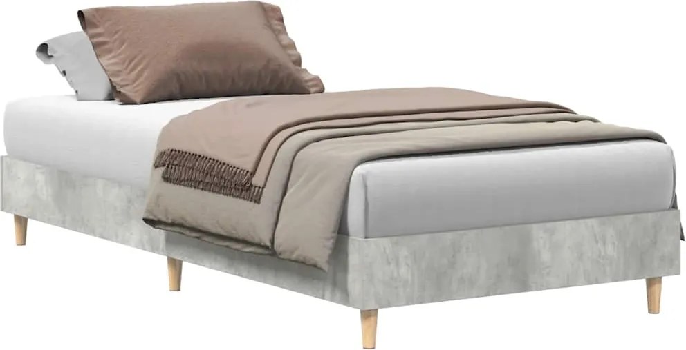 vidaXL Cadru de pat fără saltea Gri beton 75x190 cm Lemn prelucrat