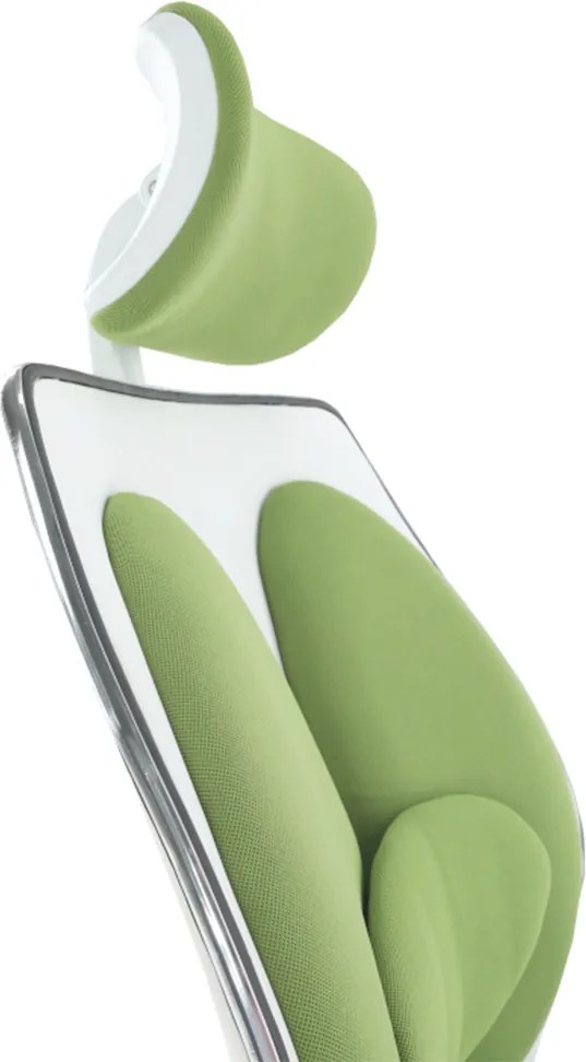 Scaun birou cu tetieră, verde/alb, BENNO UT-C568X NEW