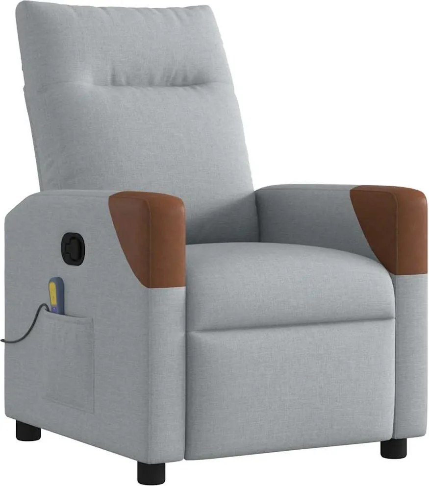 vidaXL Fotoliu de masaj rabatabil, gri deschis, textil