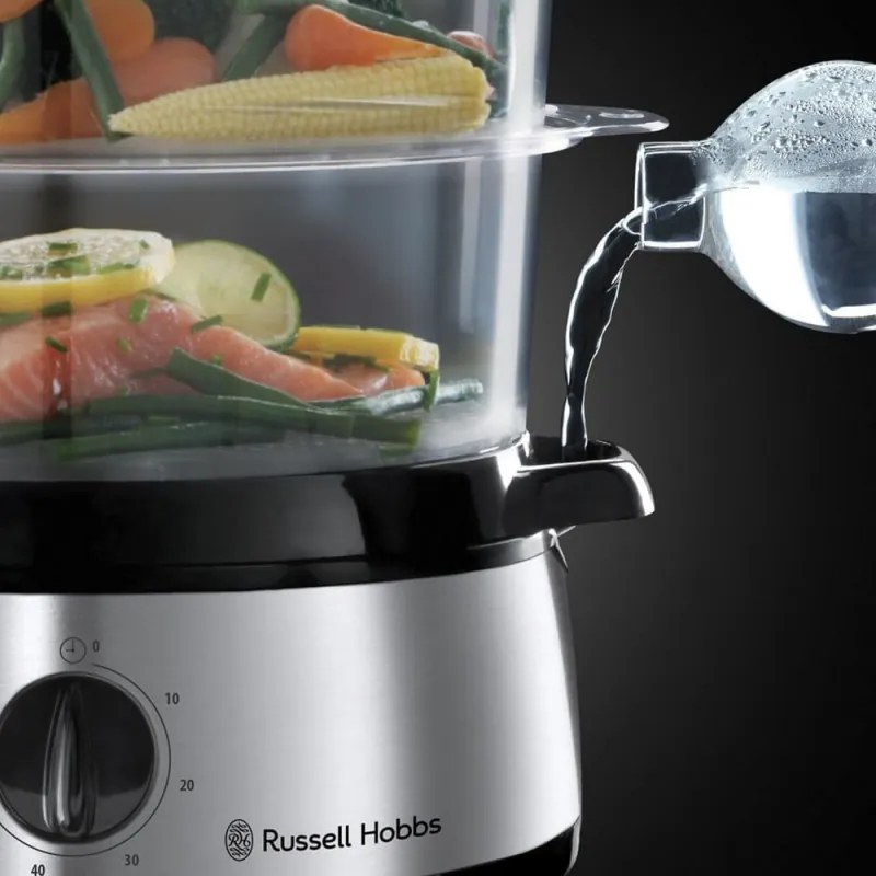 Aparat de gatit cu aburi Russell Hobbs 19270-56, 800W, 9l, Timer, Inox / Negru