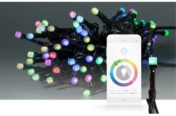 Nedis WIFILX01C42-LED Ghirlandă LED RGB pentru exterior, 42 LED-uri/8 funcții, 8 m, IP65, Wi-Fi Tuya