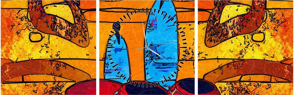 Tablou - Pictură străveche (cu ceas) (90x30 cm)