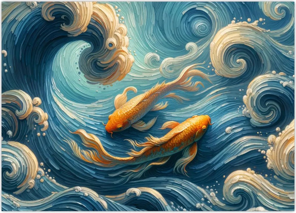 Tablou - Pești aurii (70x50 cm)