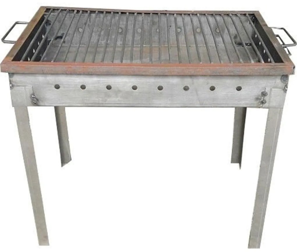 Gratar de gradina traditional din fier, realizat manual, picioare din cornier, 40 X 30 CM,Natur