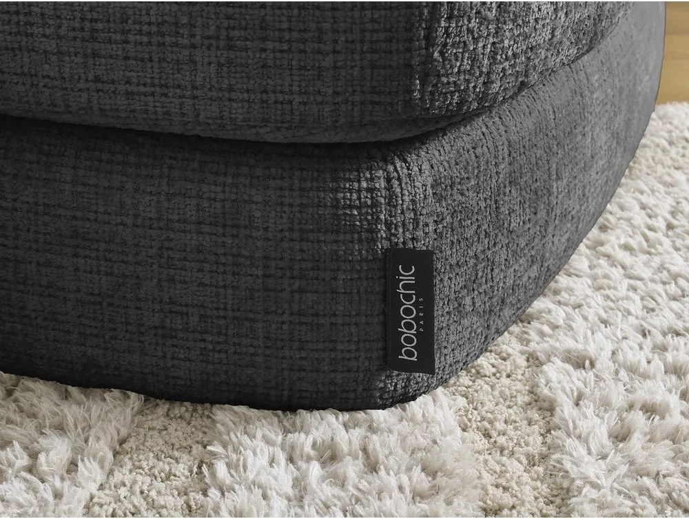 Taburet negru cu tapițerie din chenille Leonore – Bobochic Paris