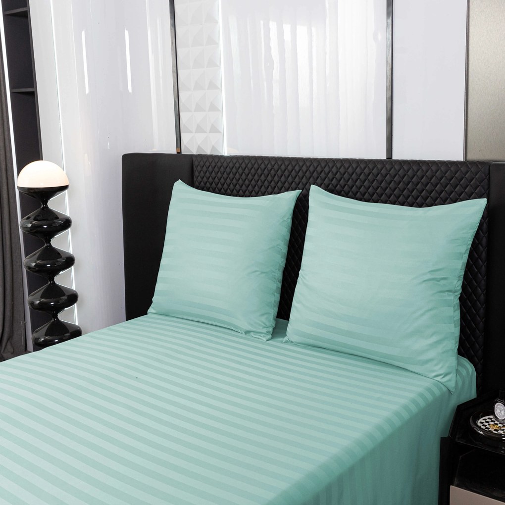 Lenjerie de pat hoteliera din microfibra JASMINE menta - dunga 2 cm Dimensiune lenjerie de pat: 2 buc 70 x 80 cm | 160 x 200 cm