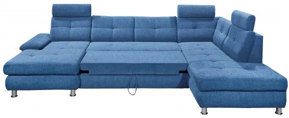 Coltar Extensibil U Bala, Dreapta, Cu Lada, Albastru, 88 x 233 x 349 Cm