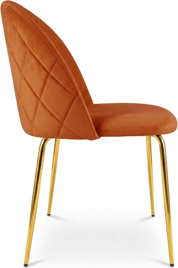 Scaun bucatarie INCA VELVET din catifea cu picioare aurii, teracota