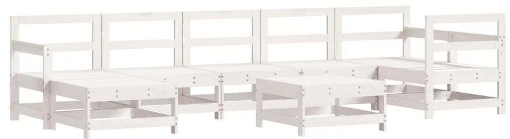 3186292 vidaXL Set mobilier relaxare grădină, 8 piese, alb, lemn masiv de pin
