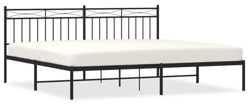 373697 vidaXL Cadru de pat metalic cu tăblie, negru, 193x203 cm