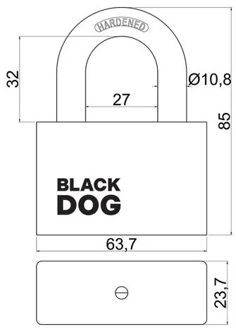 Lacăt din oțel RV.BLACKDOG.60