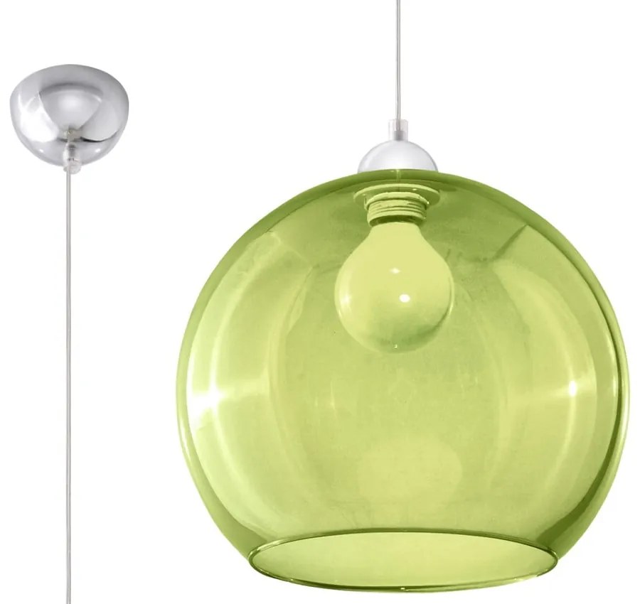 Lustră verde cu abajur din sticlă ø 30 cm Bilbao – Sollux