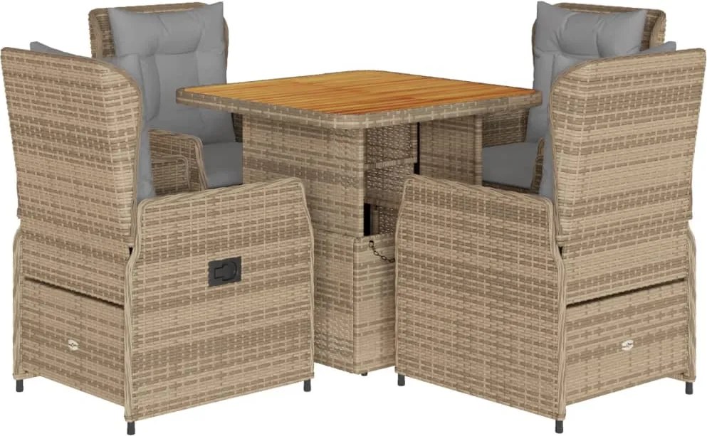 vidaXL Set mobilier de grădină cu perne, 5 piese, bej, poliratan