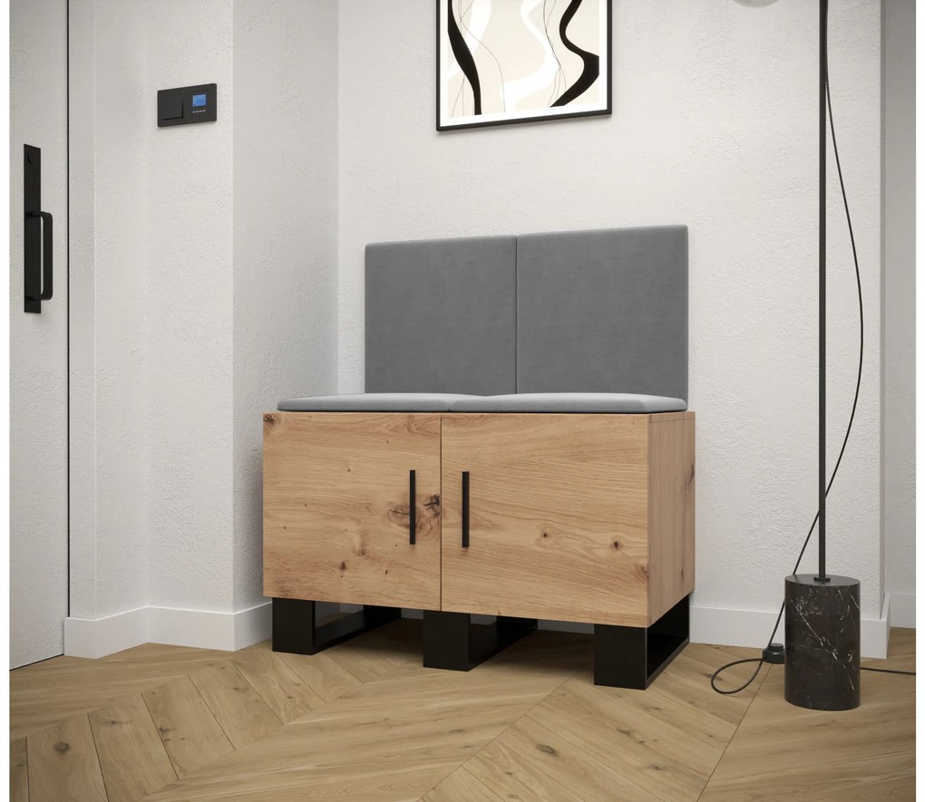 Set mobilier pentru hol Amanda 19 (Stejar artisan + gri închis). 1086022