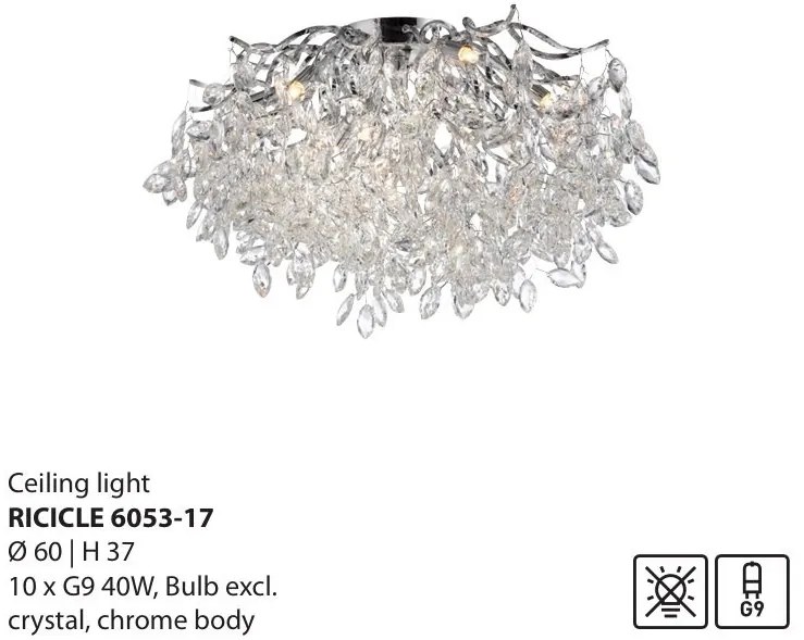 Lustra aplicata design magnific, crom, diametru 60cm, RICICLE