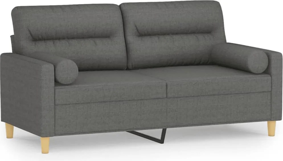 vidaXL Canapea cu 2 locuri cu pernuțe, gri închis, 140 cm, textil