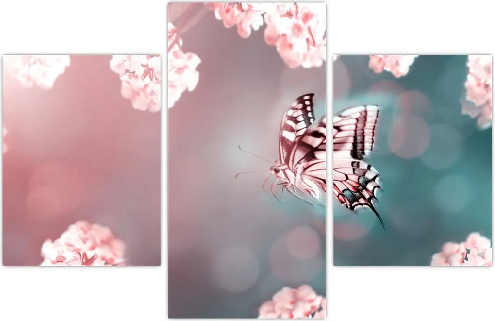 Tablou - Fluture între flori (90x60 cm)