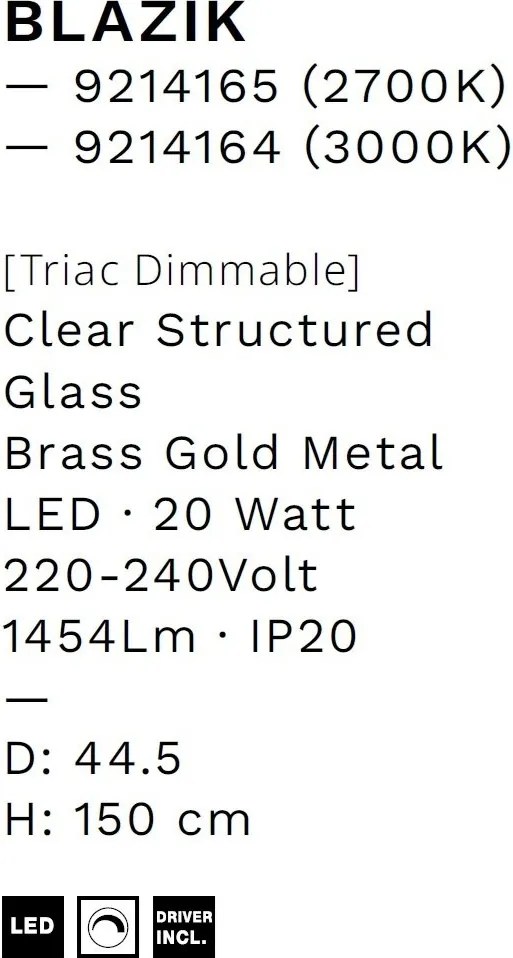 Lustra LED design decorativ 2700K BLAZIK D-44,5cm