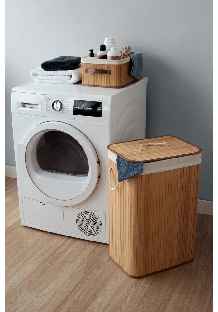 Coș de rufe în culoare naturală din bambus 78 l Bamboo – Compactor