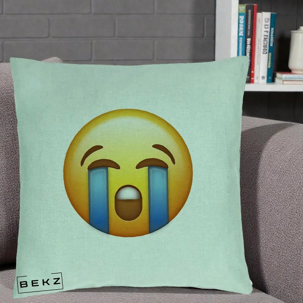 Perna Decorativa Emoji Plange, 40x40 cm, Verde Menta, Husa Detasabila, Perna Inclusa, BEKZ®