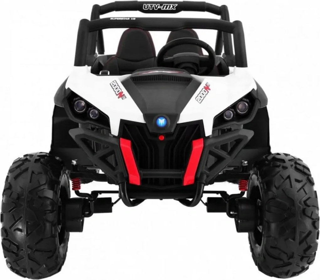 Masinuta Electrica cu acumulator pentru copii NOVOKIDS™ Buggy UTV , 2 locuri, 3-12 ani , max 50 kg , 2 Baterii de 12V, Lungime 124 cm, Alb cu Negru