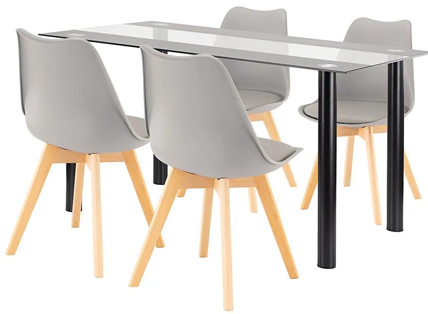 Set de sufragerie Zelma 4+1 negru-gri