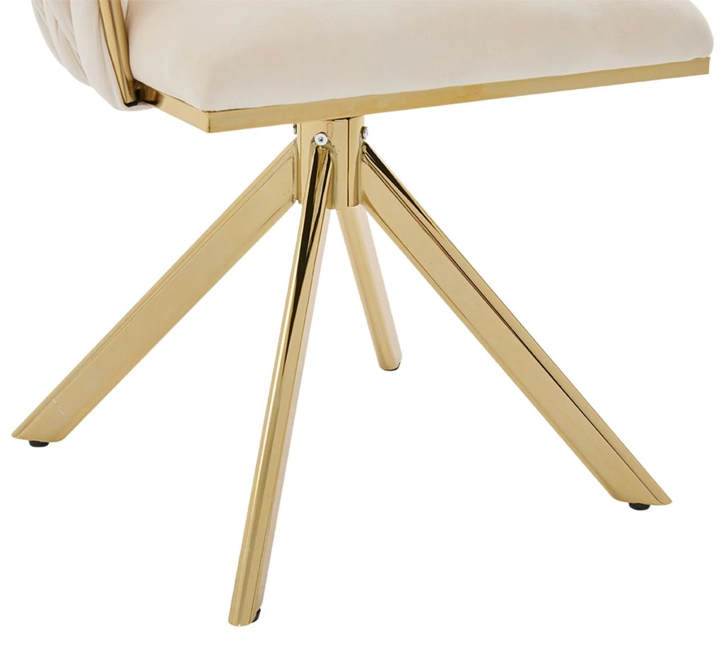 Set de 2 scaune pivotante din catifea, Fildeș | Aosom Romania