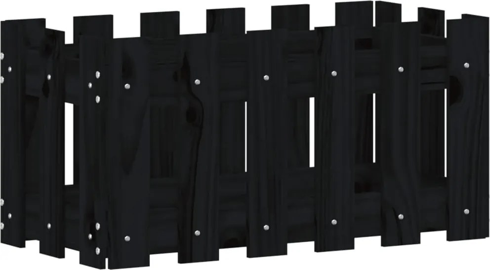 vidaXL Jardinieră grădină design gard negru 60x30x30 cm lemn masiv pin